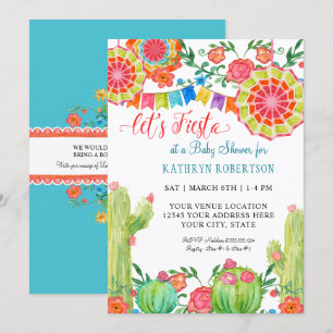 Invitación Fiesta Cactus Baby Shower Boy Banner Pennant