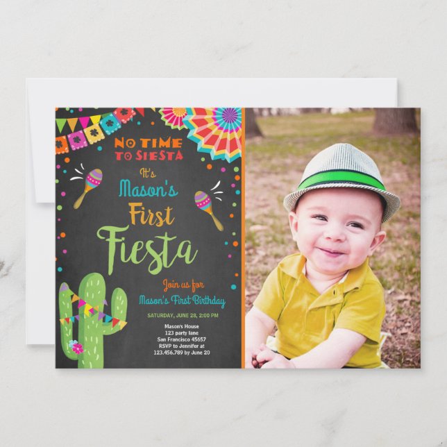 Invitación Fiesta Cactus Boy (Anverso)