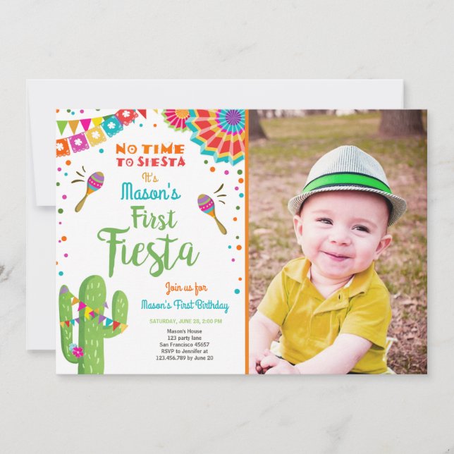 Invitación Fiesta Cactus Boy (Anverso)
