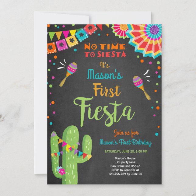 Invitación Fiesta Cactus Boy (Anverso)