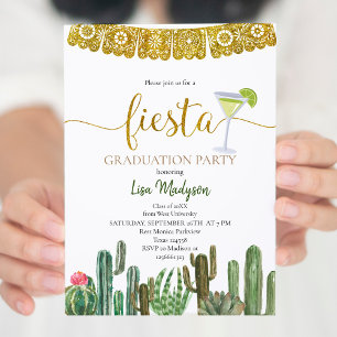 Invitación Fiesta Cactus Graduation Party Mexicano
