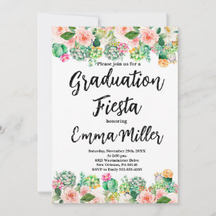 Invitación Fiesta Cactus mexicana de graduación