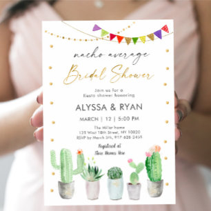 Invitación Fiesta Cactus Nacho Ducha media de novias