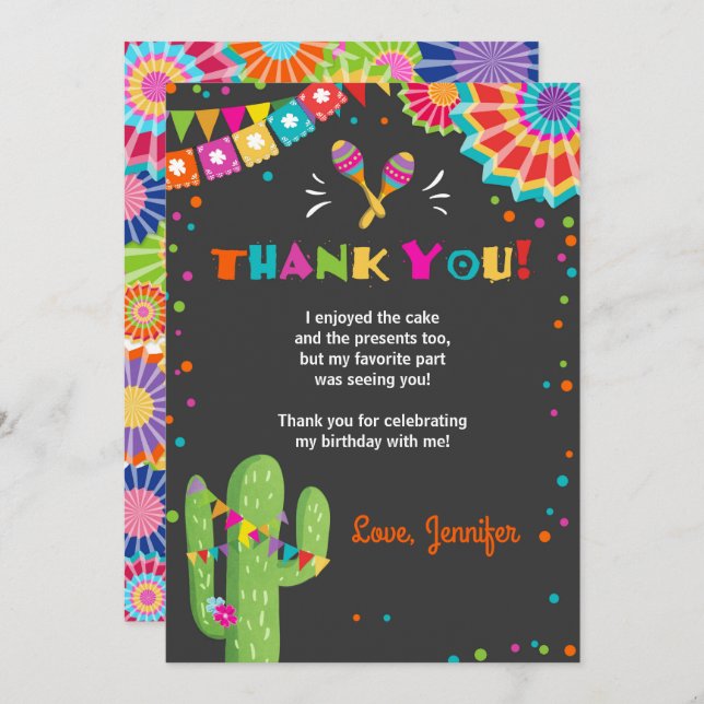 Invitación Fiesta Cactus Nacho Mexicano Promedio De Gracias T (Anverso / Reverso)