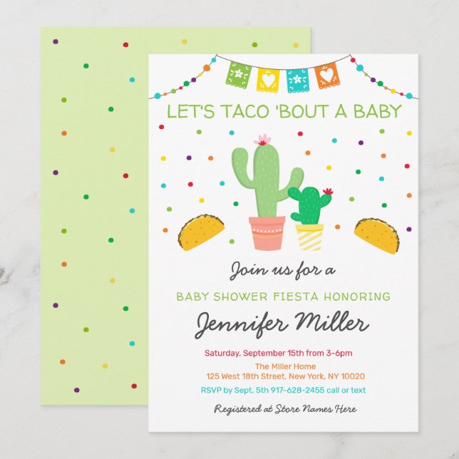 Invitación Fiesta Cactus Taco Bout A Baby Shower (Anverso / Reverso)