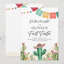 Fiesta Cactus Watercolor Chica Primer Cumpleaños