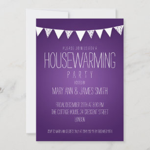 Invitación Fiesta Calentador de la Casa Corazones Bunting Pur