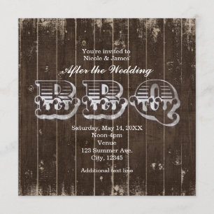 Invitación Fiesta campestre rústica después de la boda BBQ