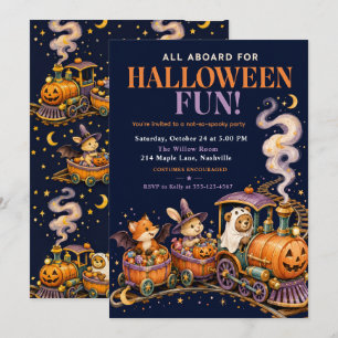 Invitación Fiesta caprichosa de Halloween en tren