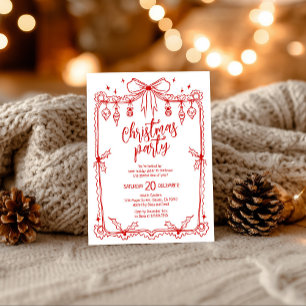 Invitación Fiesta caprichoso de Navidades rojos y blancos