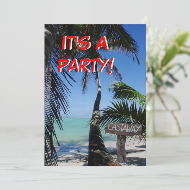 Invitación Fiesta Castaway 2 (Anverso de pie)