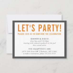Invitación FIESTA CELEBRACIÓN INFO naranja gris negrita moder