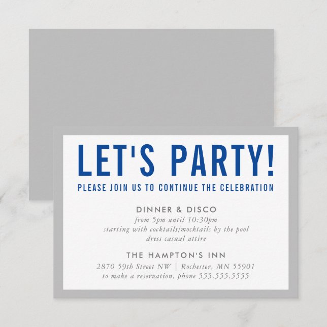 Invitación FIESTA CELEBRACIÓN INFO niño atrevido moderno gris (Anverso / Reverso)