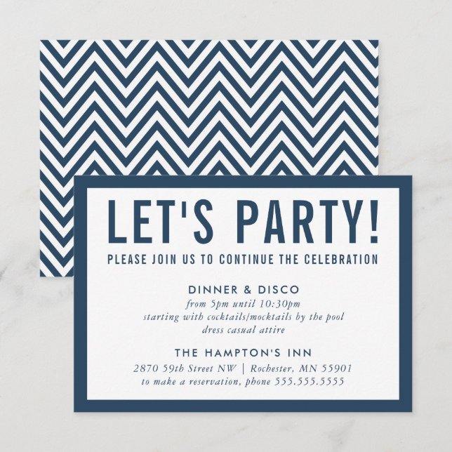 Invitación FIESTA CELEBRACIÓN INFO simple bloqueo moderno de  (Anverso / Reverso)