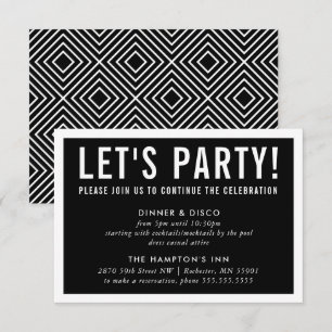 Invitación FIESTA CELEBRACIÓN INFO simple negro negrita moder