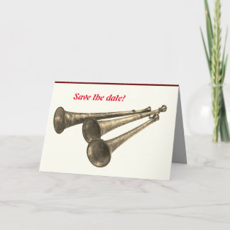 Invitación fiesta celebración trompetas de cuernos