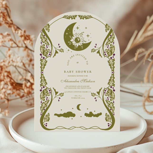 Invitación Fiesta Celestial de Bienvenida al Bebé en Verde Sa (Subido por el creador)