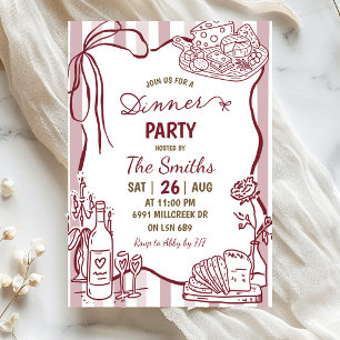 Invitación Fiesta Cena Vino Manuscrito Doodle