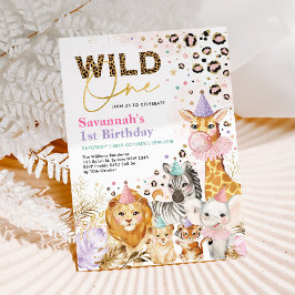 Invitación Fiesta chica Animales Leopard Print Wild Un cumple