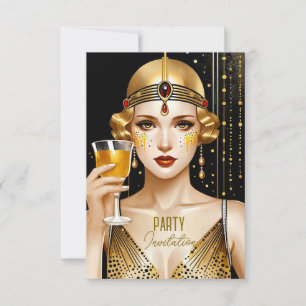 Invitación Fiesta Chica Art Deco
