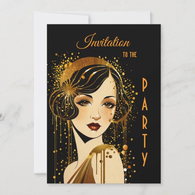 Invitación Fiesta Chica Art Deco (Anverso)