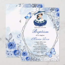 Invitación Fiesta Chica Bautismo Christening Pastel Floral
