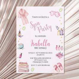 Invitación Fiesta Chica Beauty Watercolor Glam Cumpleaños