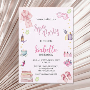 Invitación Fiesta Chica Beauty Watercolor Glam Cumpleaños
