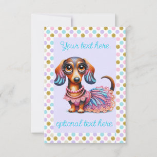 Invitación Fiesta Chica de Dachshund texturizado