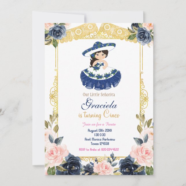 Invitación Fiesta, Chica de la Marina Azul de México (Anverso)