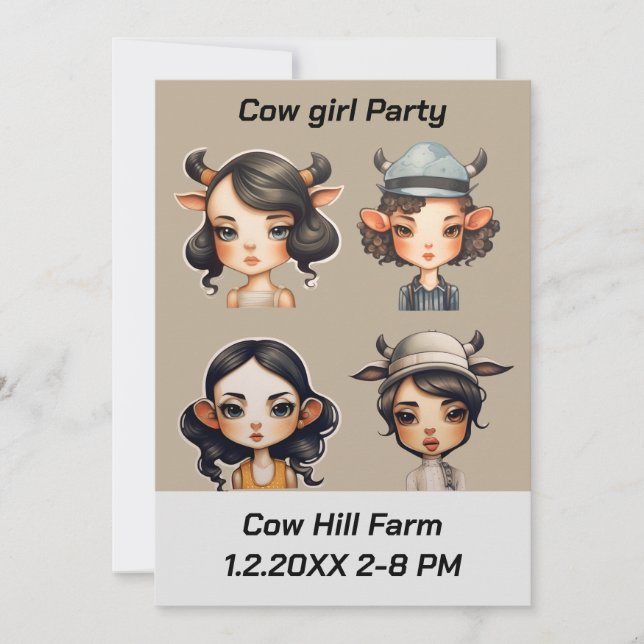 Invitación Fiesta chica de vaca (Anverso)