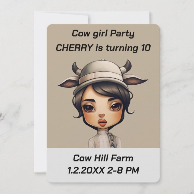 Invitación Fiesta chica de vaca (Anverso)