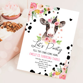 Invitación Fiesta Chica Floral Vaca