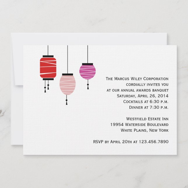 Invitación Fiesta chino de cócteles faroles de Año Nuevo (Anverso)