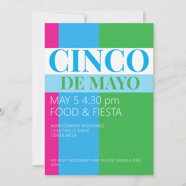 Invitación Fiesta Cinco De Mayo  (Anverso)