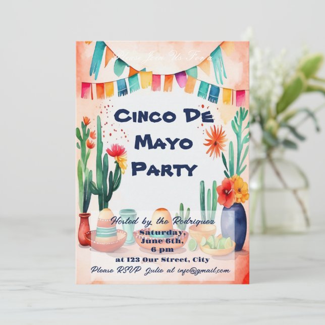 Invitación Fiesta Cinco De Mayo (Anverso de pie)