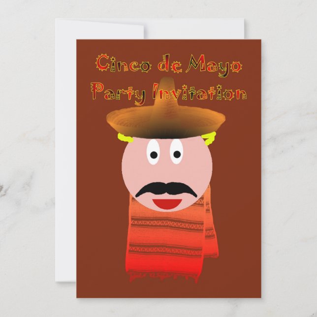 Invitación Fiesta Cinco de Mayo con sombrero mexicano (Anverso)