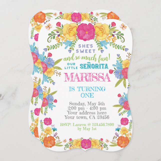 Invitación Fiesta, cinco de mayo cumpleaños (Anverso / Reverso)