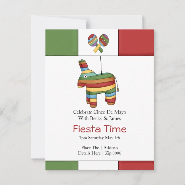Invitación Fiesta Cinco De Mayo Pinata Fiesta (Anverso)