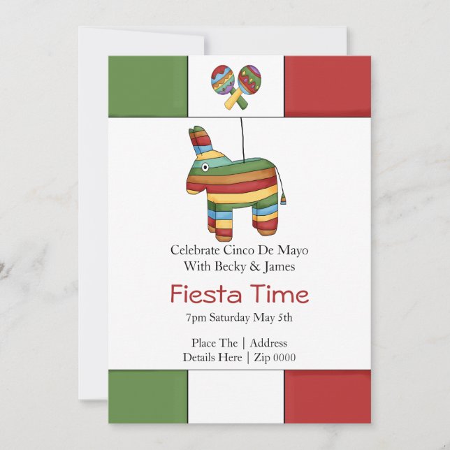 Invitación Fiesta Cinco De Mayo Pinata Fiesta (Anverso)