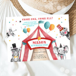 Invitación Fiesta Circo Animales Fiesta de Carnaval Primer Cu