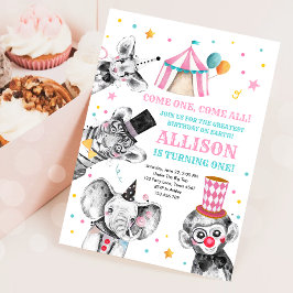 Invitación Fiesta Circo Animales Fiesta de Carnaval Primer Cu