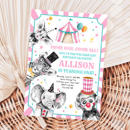 Invitación Fiesta Circo Animales Fiesta de Carnaval Primer Cu