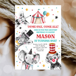 Invitación Fiesta Circo Animales Fiesta de Carnaval Primer Cu