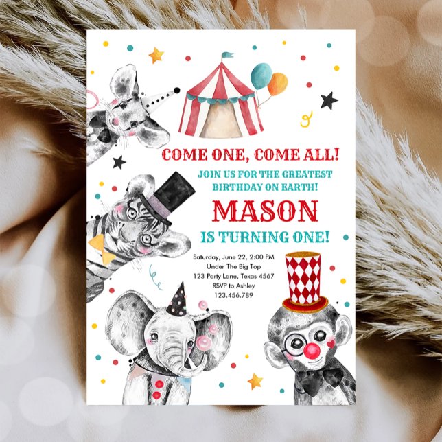 Invitación Fiesta Circo Animales Fiesta de Carnaval Primer Cu (Subido por el creador)