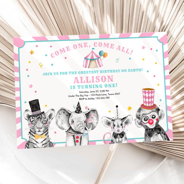 Invitación Fiesta Circo Animales Fiesta de Carnaval Primer Cu (Subido por el creador)
