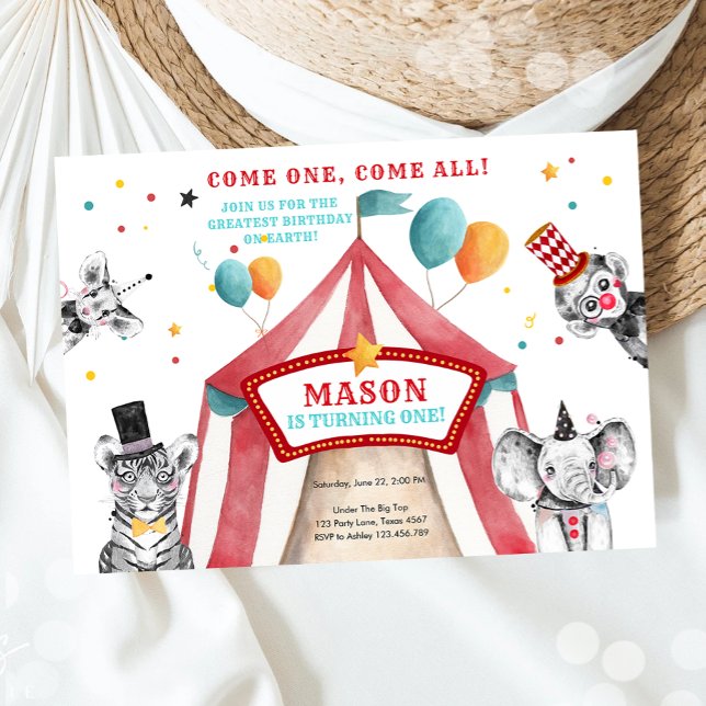 Invitación Fiesta Circo Animales Fiesta de Carnaval Primer Cu (Subido por el creador)
