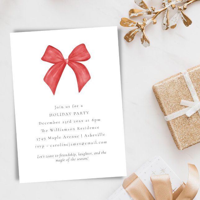 Invitación Fiesta Clásica con Lazo Rojo Navideño (Subido por el creador)
