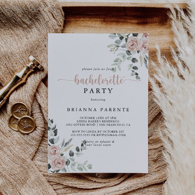 Invitación Fiesta clásica de bachillerato con flores rosadas (Subido por el creador)