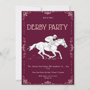 Invitación Fiesta Clásica de Burgundy y Blanco en el Kentucky